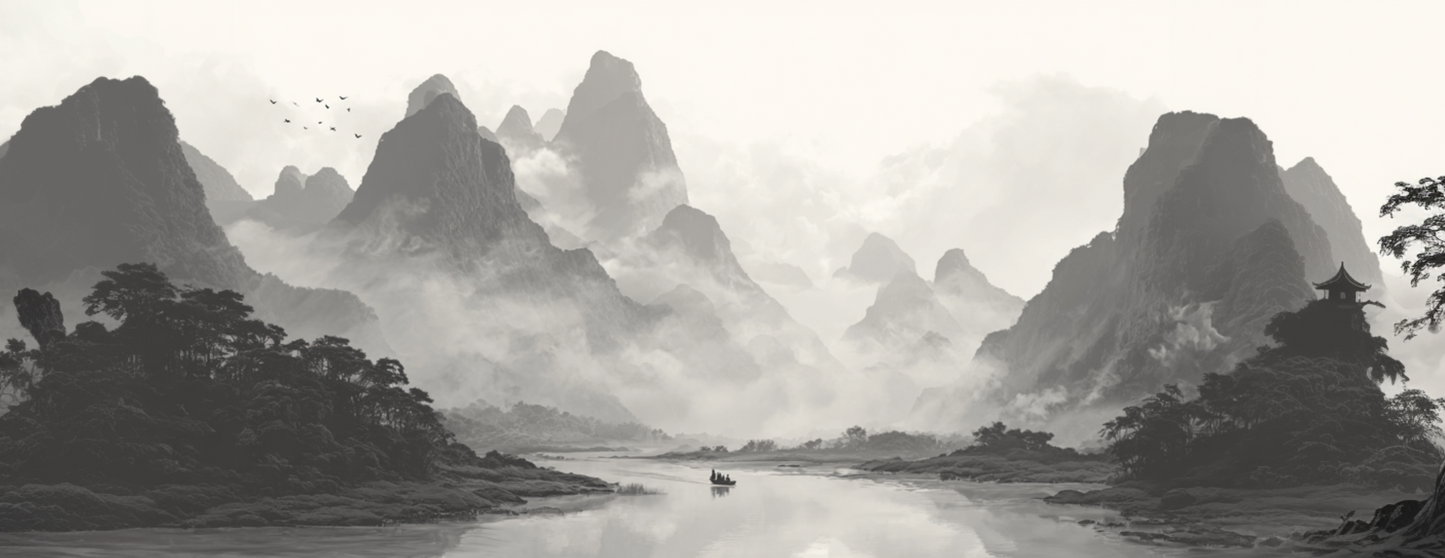 Tasse Mug Design "PAYSAGE ASIATIQUE" - Blanc