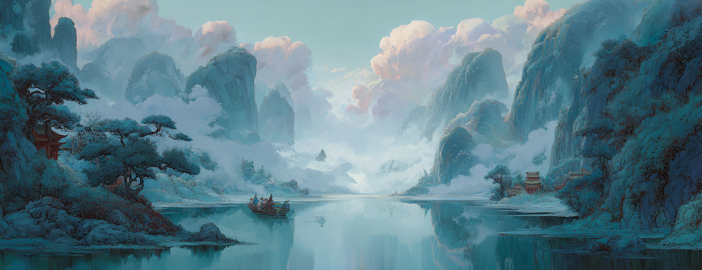 Tasse Mug Design "BLUE RIVER" - Blanc / Bleu ou Noir