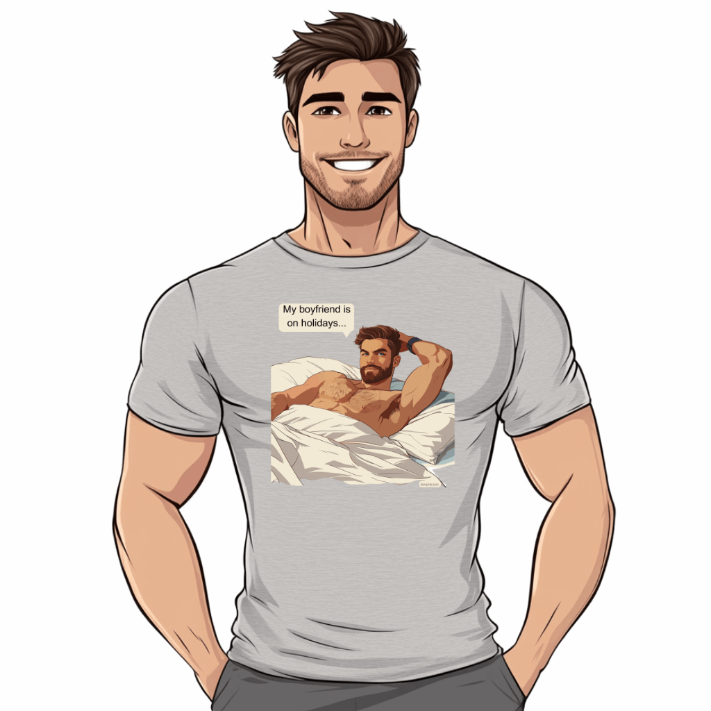 t shirt lgbt sexy Mon petit-ami est en vacances