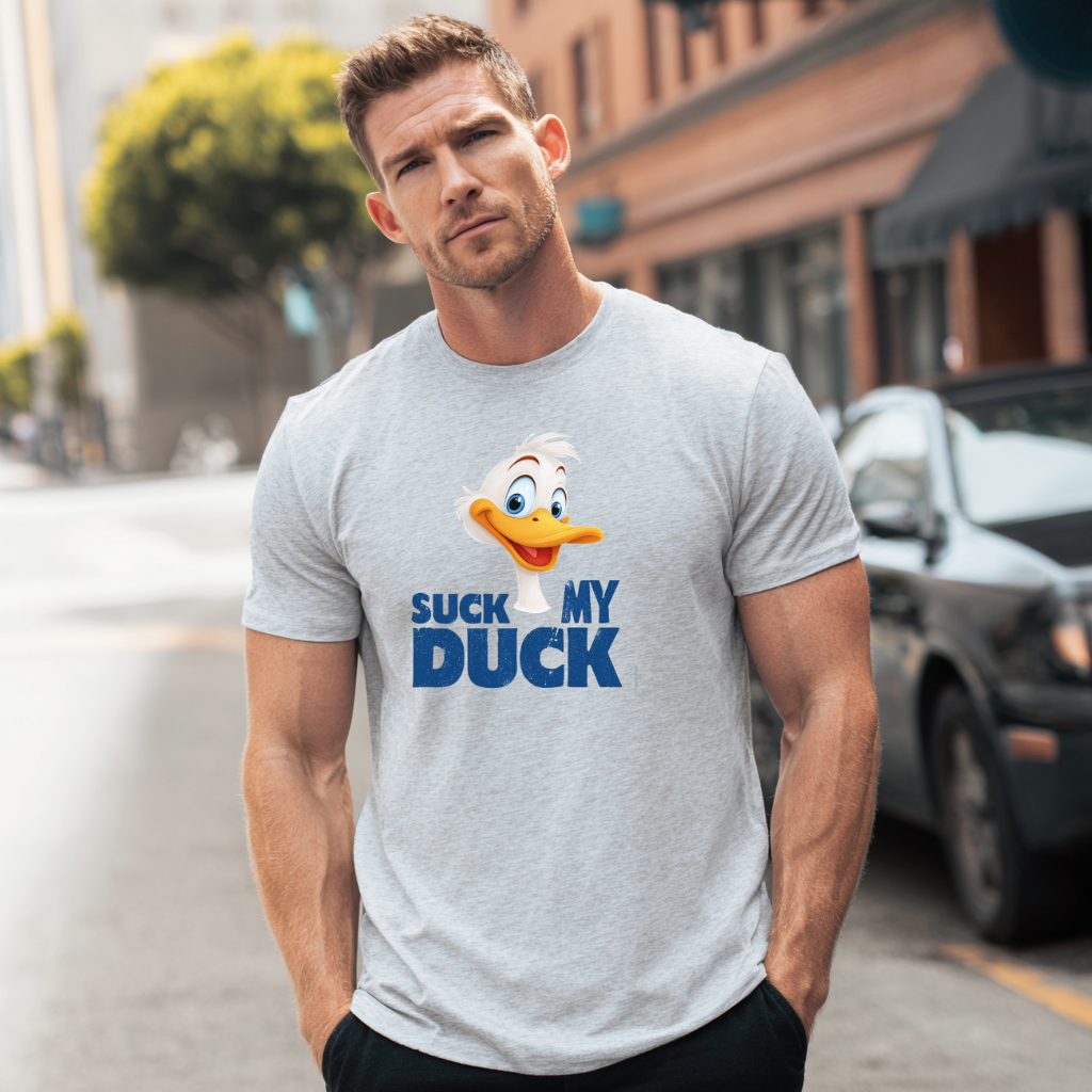 tee shirt lgbt homme suck my duck gris