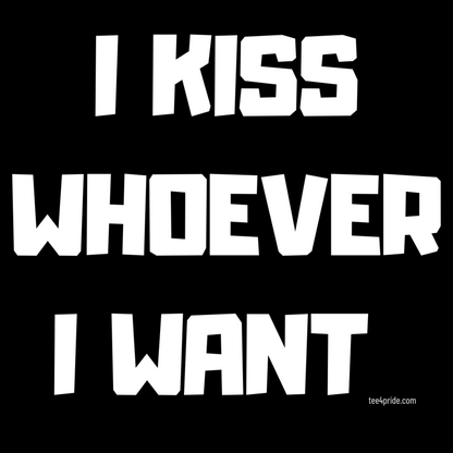 T-shirt Gay Pride "I KISS WHOEVER I WANT" (Lettres blanches)