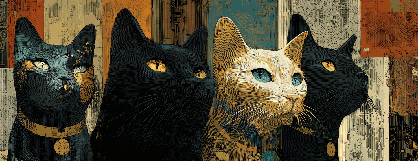 Tasse Mug Design "LES QUATRE CHATS" - Noir