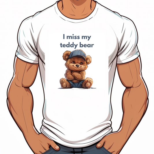 T-shirt Bear Gay "I MISS MY TEDDY BEAR" (Fond clair)