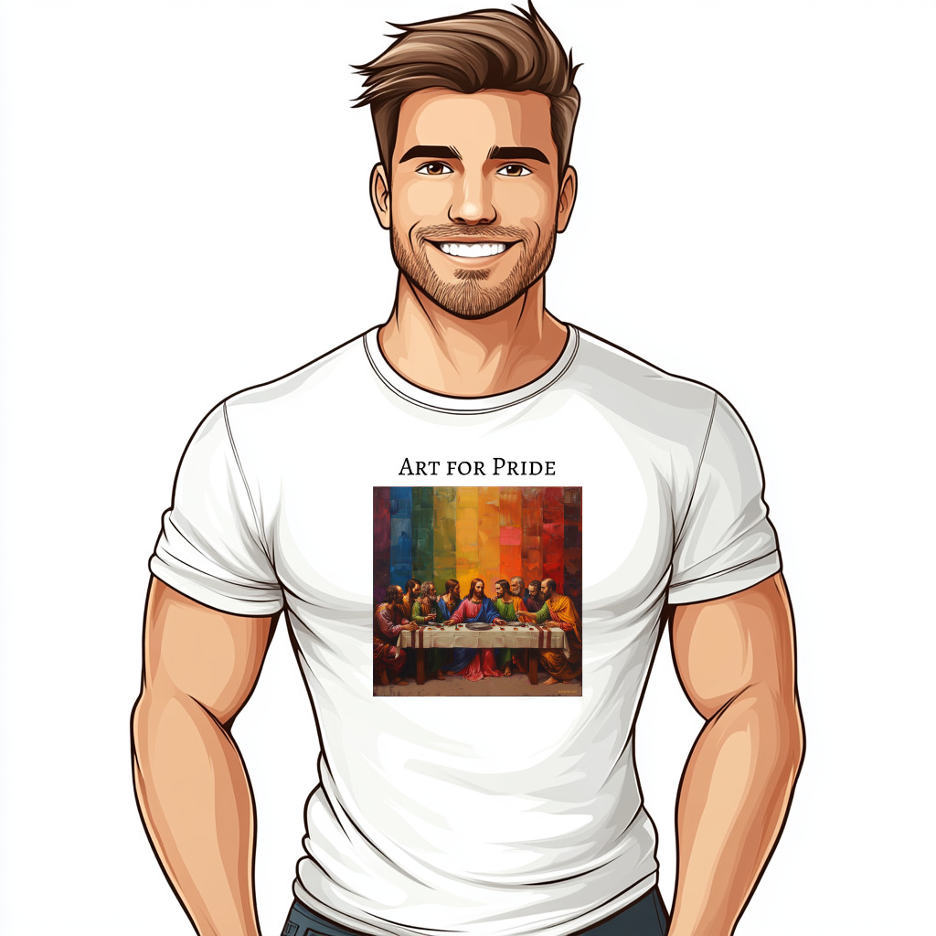 T shirt La Cene Leonard de Vinci Gay Rainbow
