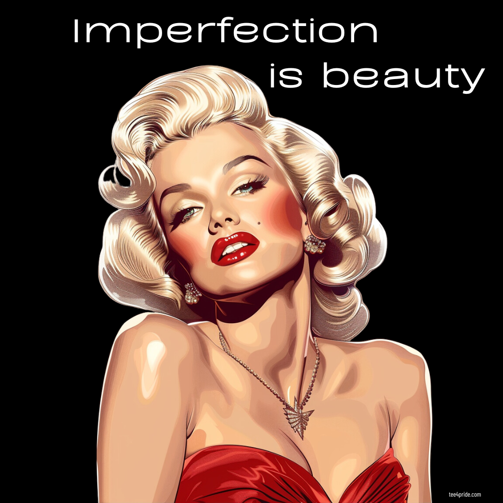 T-shirt Marilyn Monroe "IMPERFECTION IS BEAUTY" Lgbt (fond foncé)