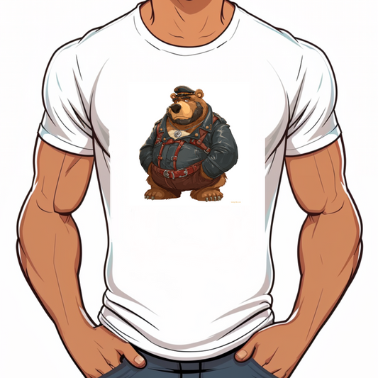 t-shirt Ours cuir