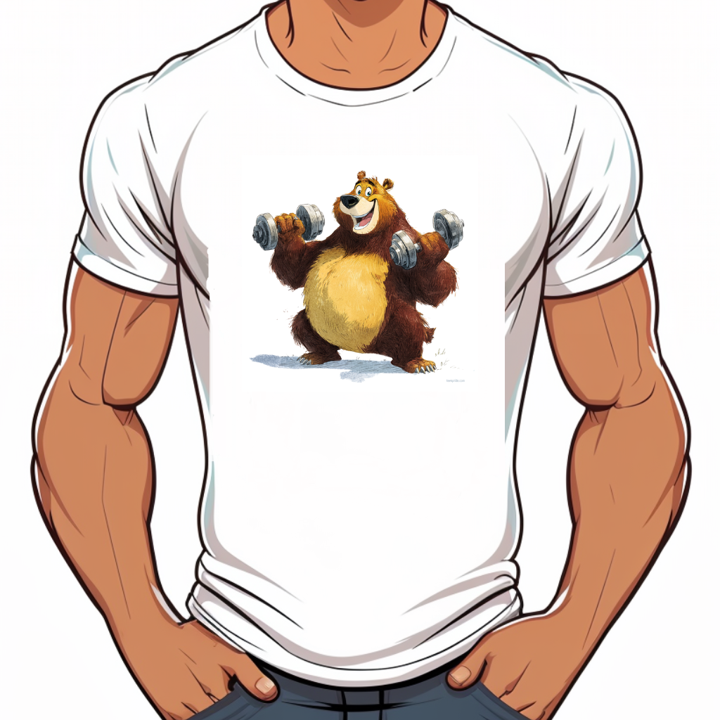 t-shirt bear gym addict
