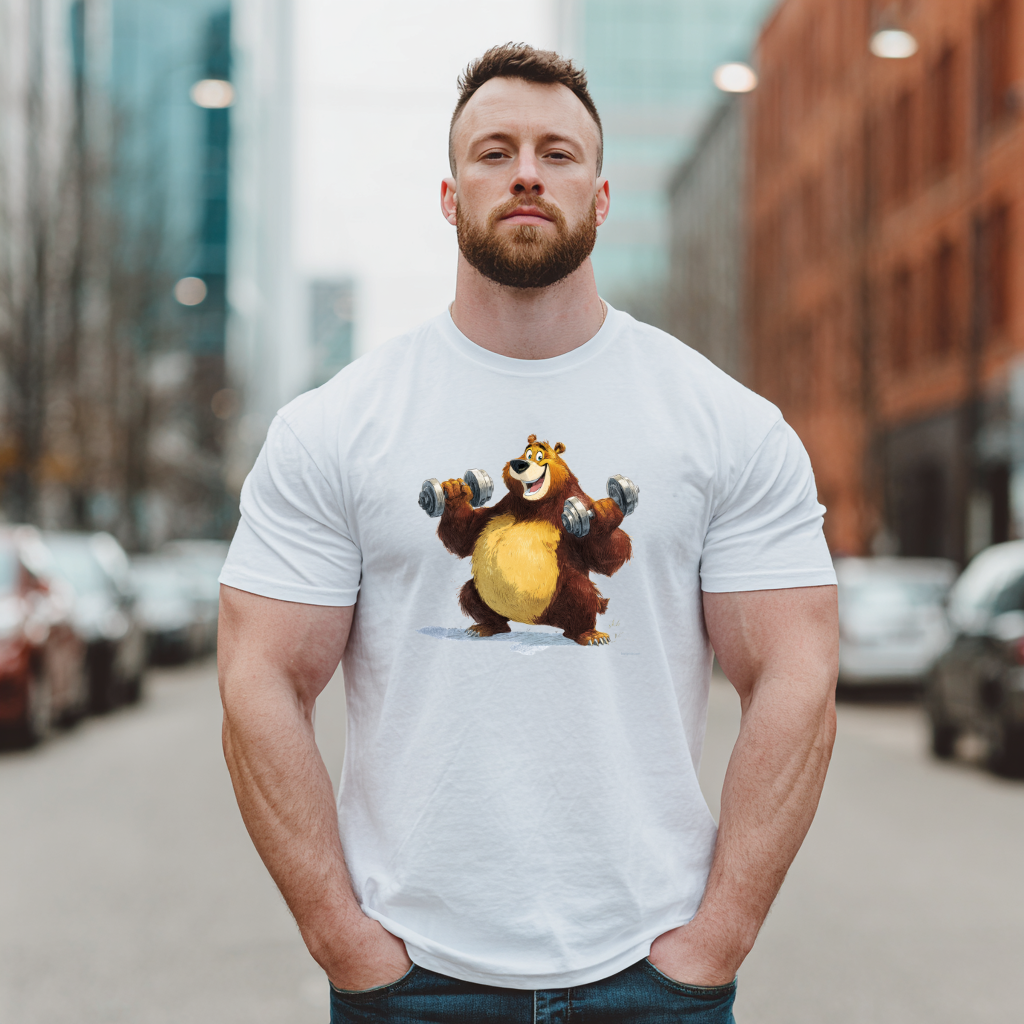tshirt bear gym addict